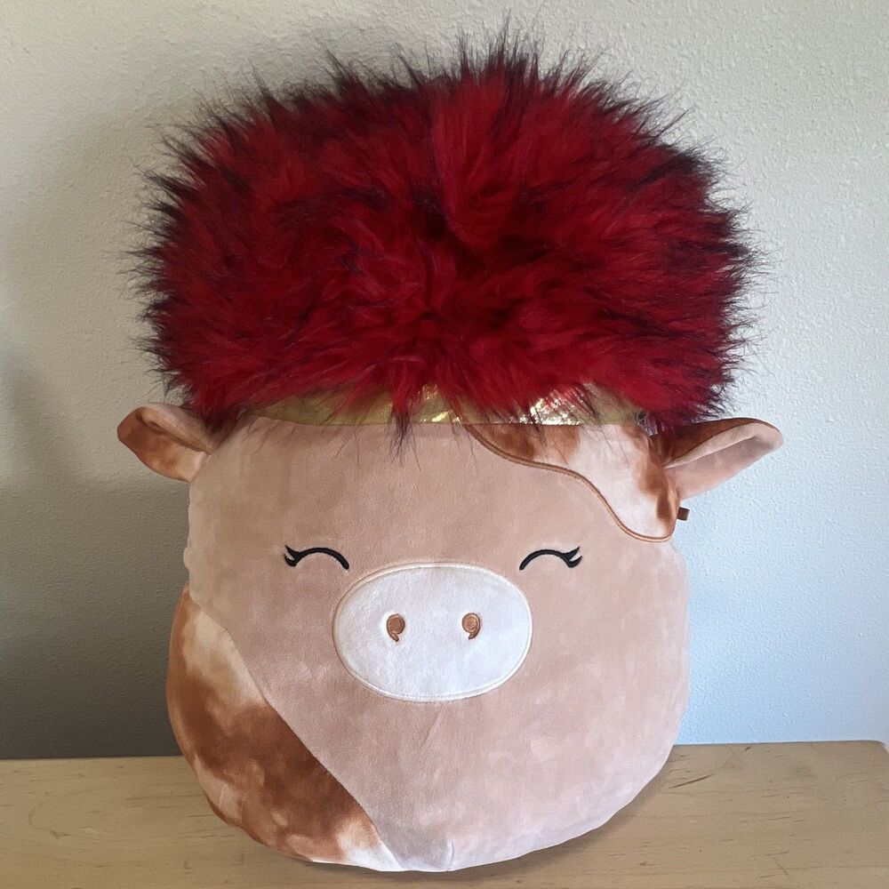 Squishmallows Cow Plush Doll Pink Brown Red Squishy Zinabell the Cow
